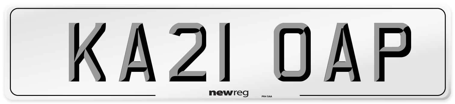 KA21 OAP Number Plate from New Reg
